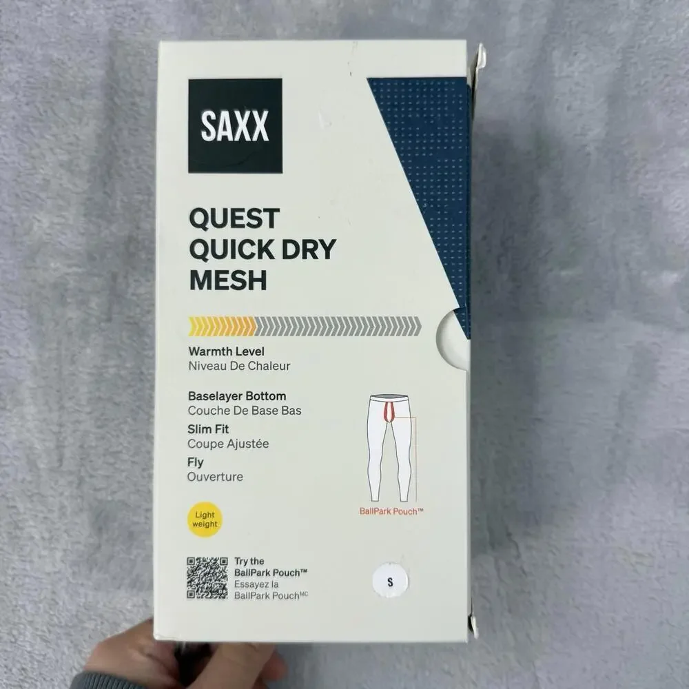 SAXX Quest Quick Dry Mesh Base Layer Bottom Men Small Blue BallPark Pouch NWT